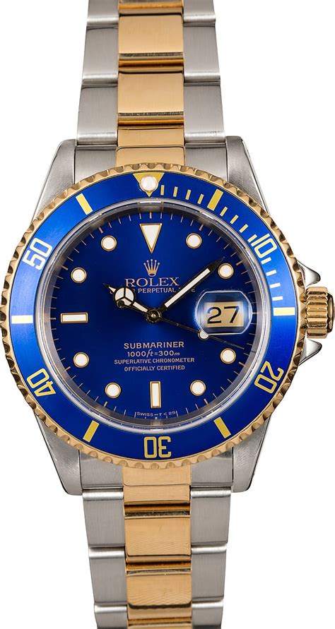 mens rolex submariner 16613 two tone blue